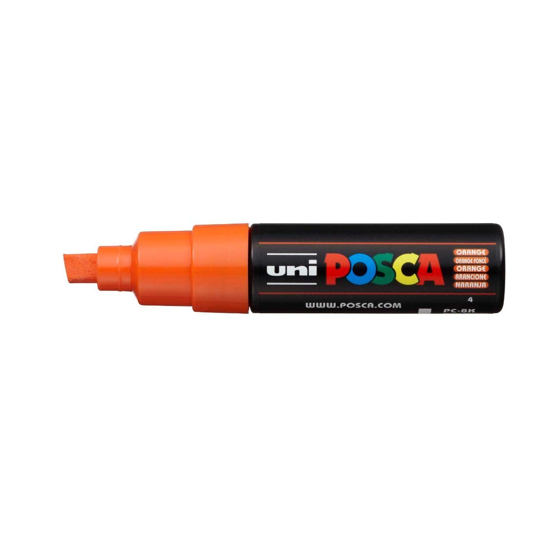 uni-ball Posca PC-8K 8.0 mm Bold Point Chisel Shaped Marker Pen, Orange Ink, Pack of 1