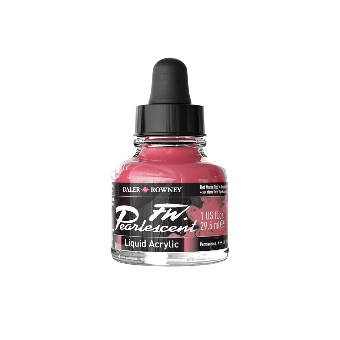 Dlaer Rowney FW Pearlescent Ink Bottle, 29.5ml, Hot Mama Red, Pack Of 1