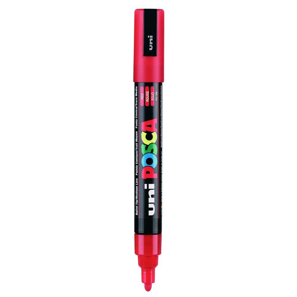 uni-ball Posca 5M 1.8-2.5 mm Bullet Shaped Markers, Red Ink, Pack of 1