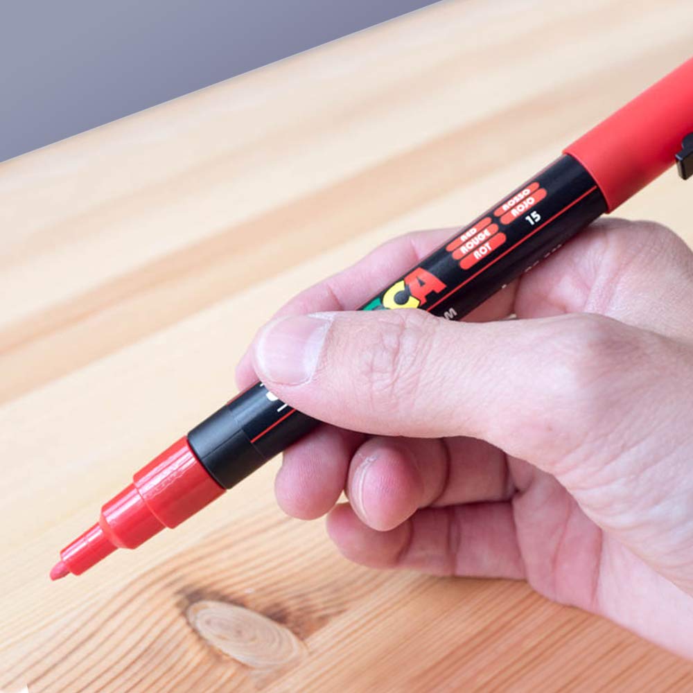 uni-ball Posca 3M 0.9-1.3 mm Bullet Shaped Markers, Red Ink, Pack of 1