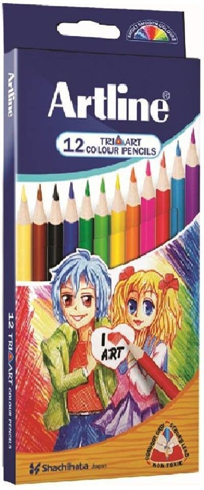 Artline Tri-Art Triangular Half Length 24 Shades Colour Pencil Set