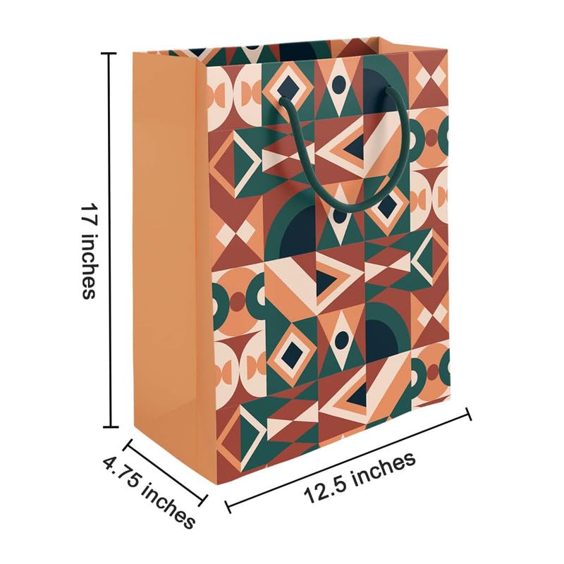 PaperPep Orange Abstract Pattern Print 12.5"X4.75"X17" Gifting Paper Bag