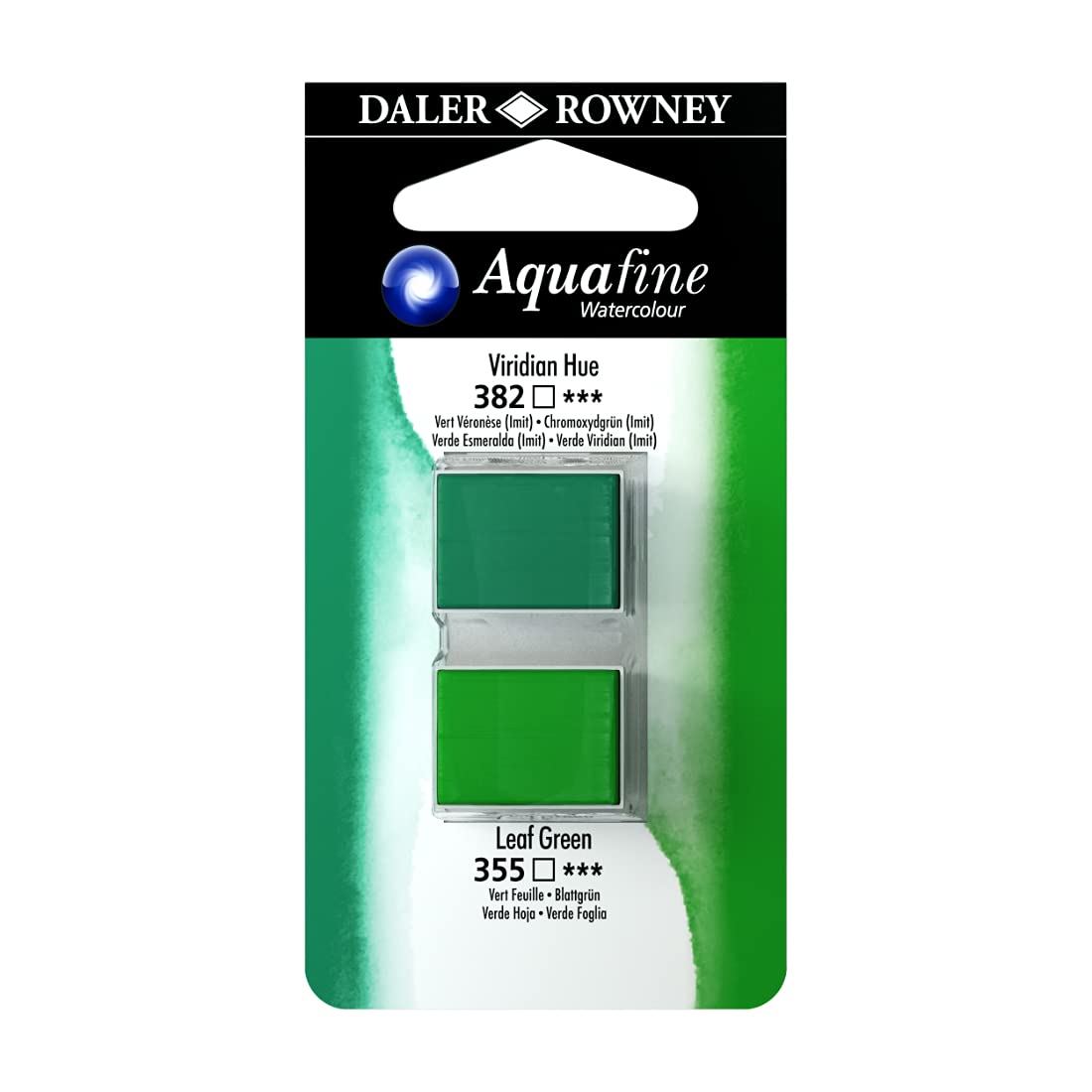 Dlaer Rowney Aquafine Watercolour, Half Pans, Viridian Hue, Leaf Green, Pack Of 1