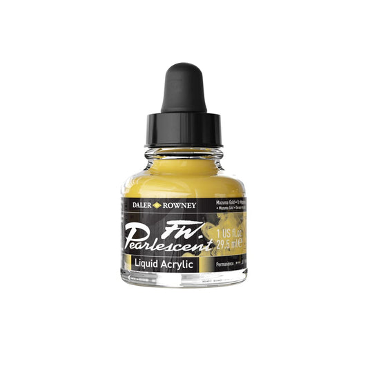 Dlaer Rowney FW Pearlescent Ink Bottle, 29.5ml, Mazuma Gold, Pack Of 1