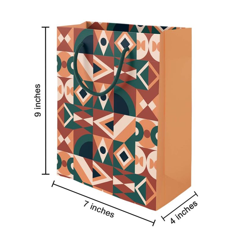 PaperPep Orange Abstract Pattern Print 7"X4"X9" Gifting Paper Bag