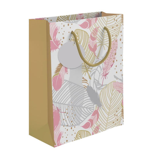 PaperPep Golden Silver Leaves Pattern Print 12.5"X4.75"X17" Gifting Paper Bag