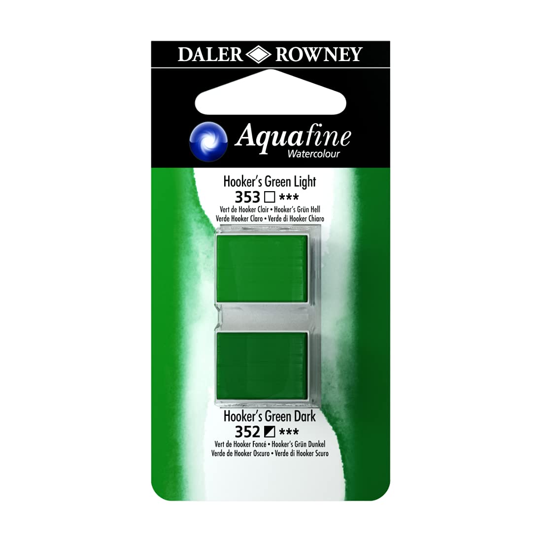 Dlaer Rowney Aquafine Watercolour, Half Pans, Hooker's Green Light,Hooker's Green Dark, Pack Of 1