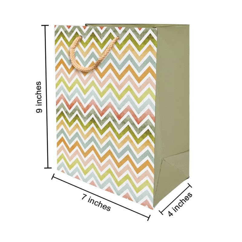 PaperPep Multicolor Zig Zag Lines Print 7"X4"X9" Gifting Paper Bag