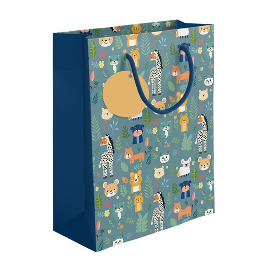 PaperPep Green Cute Cartoon Animal Pattern Print 10"X4.75"X13.75" Gifting Paper Bag