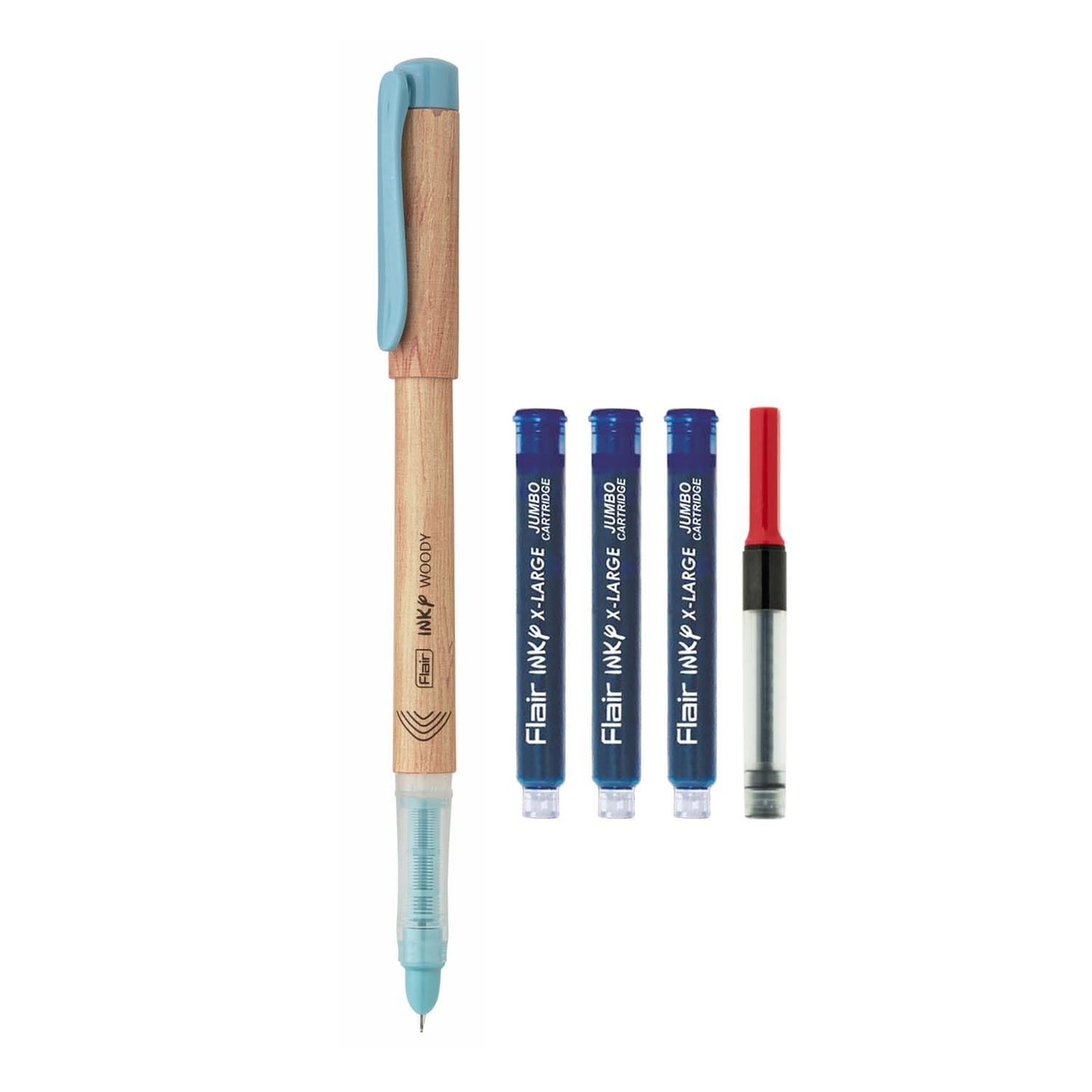 Flair Inky Series Woody Fountain Pen, Blue Ink, Pack of 2