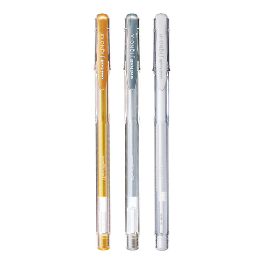 uni-ball Signo UM-100 0.7mm Gel Pen, Gold, Silver, Cream White Ink, Pack of 3