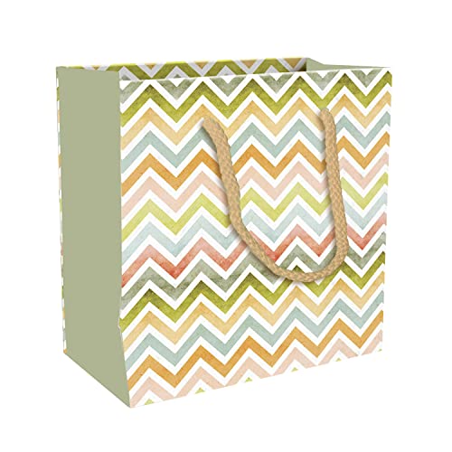 PaperPep Multicolor Zig Zag Lines Print 6"X6"X3" Gift Paper Bag Pack of 12 | Gift Bags for Return Gifts, Presents, Weddings, Birthday, Holiday Presents, Celebrations