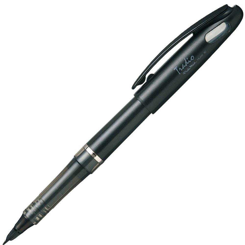 Pentel Tradio Pulaman Fountain Pen, Black Body Black Ink, Pack of 1