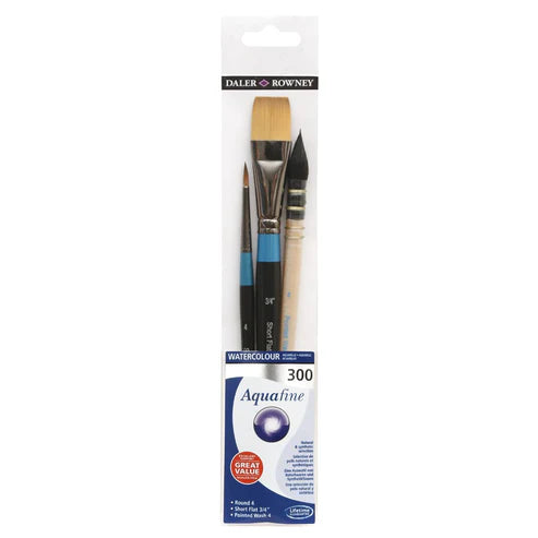 Daler-Rowney Aquafine Short Handle Wallet 302 3 Brush Set