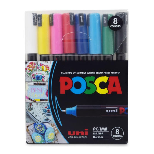 uni-ball Posca PC-1MR 0.7 mm Extra-Fine Tip Markers, Multicolor Ink, Set of 8