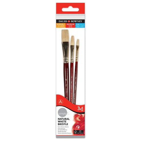 Dlaer Rowney Simply Short Handle Oil Brush Set, 3 Brushes, Multicolour, Pack Of 1