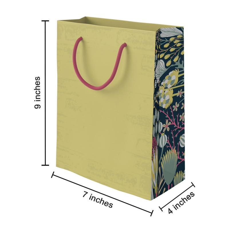 PaperPep Green Floral Side Print 9"X4"X7" Gifting Paper Bag