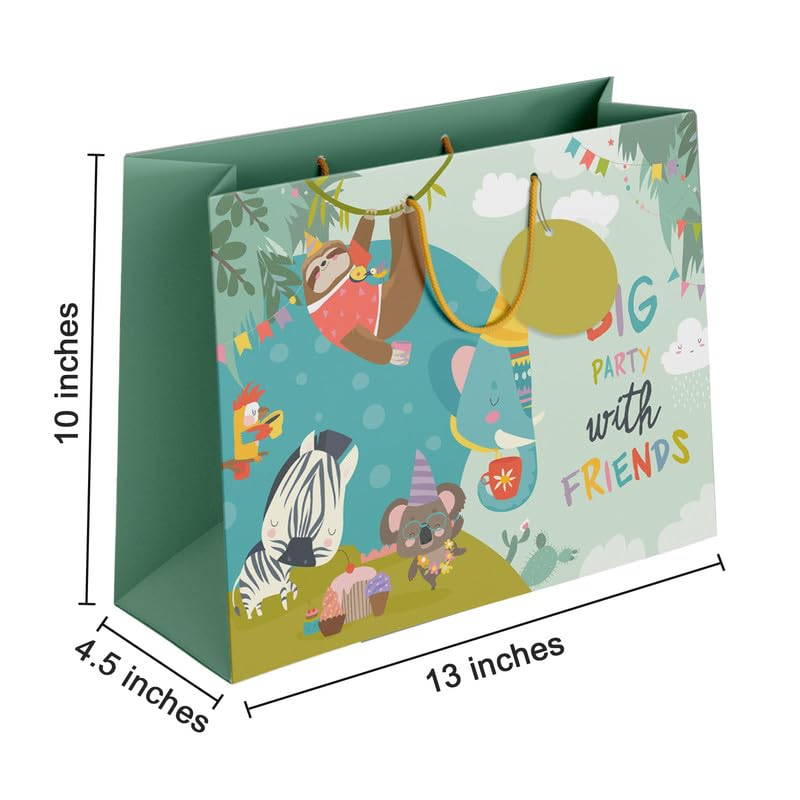 PaperPep Animal Theme Party Print 13.75"X4.75"X10" Gifting Paper Bag