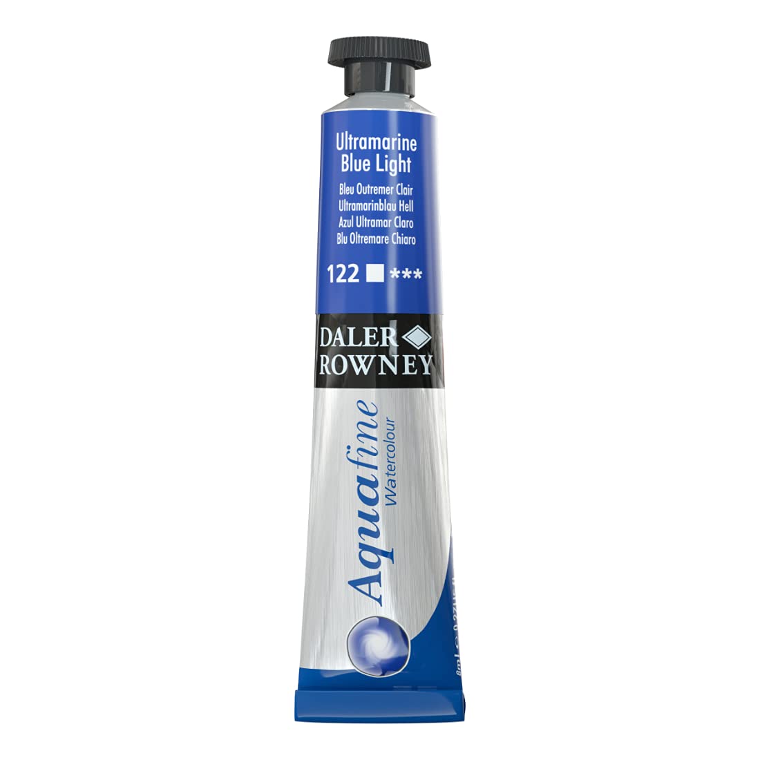 Dlaer Rowney Aquafine Watercolour Metal tube, 8ml, Ultramarine Blue Light