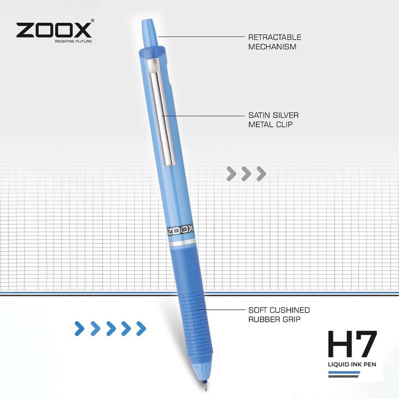 FLAIR Zoox H7 Liquid Ink Retractable Pen, Blue Ink, Pack of 2