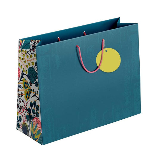 PaperPep Blue Floral Side Print 7"X4"X9" Gifting Paper Bag