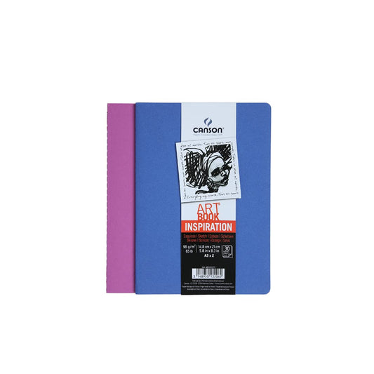 Canson Inspiration 96 GSM Light Grain A5 Hardbound Books, Ultramarine & Violet, 30 Sheets, Pack Of 2