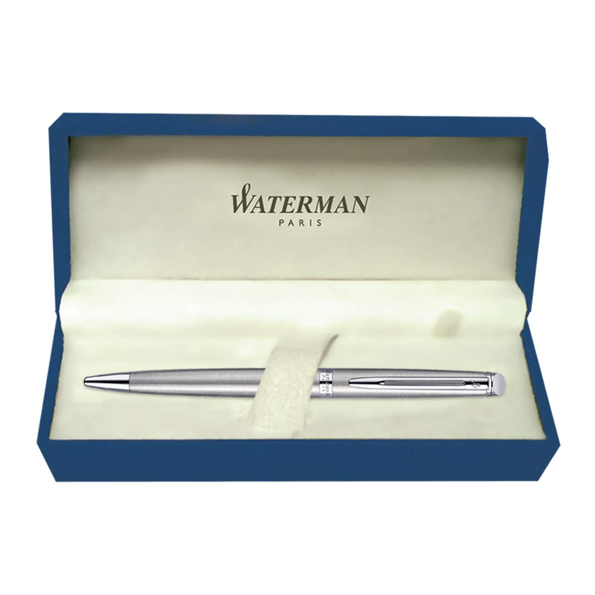 Waterman Hemisphere Stainless Steel  Chrome Trim Ball Pen, Blue Ink, Pack Of 1