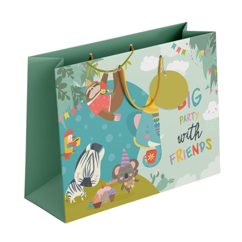 PaperPep Animal Theme Party Print 13.75"X4.75"X10" Gifting Paper Bag