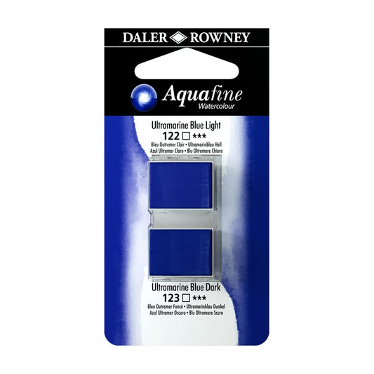 Dlaer Rowney Aquafine Watercolour, Half Pans, Ultra Blue Light, Ultra Blue Dark, Pack Of 1