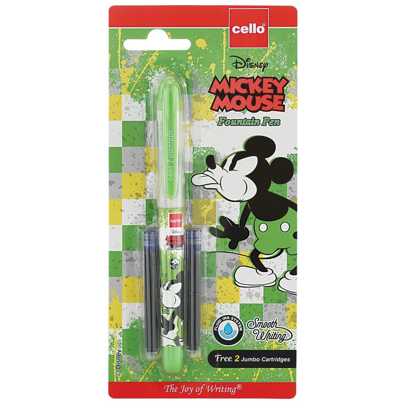 Cello Disney Series Mickey Mouse Fountain Pen , Blue Ink, Pack of 1