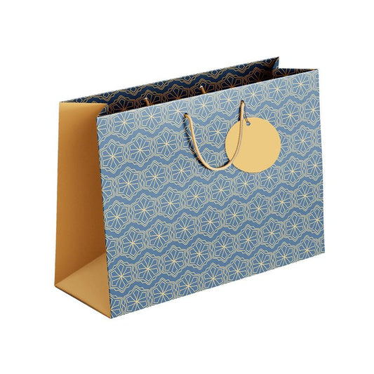 PaperPep Blue Geometric Pattern Print 9"X4"X7" Gifting Paper Bag