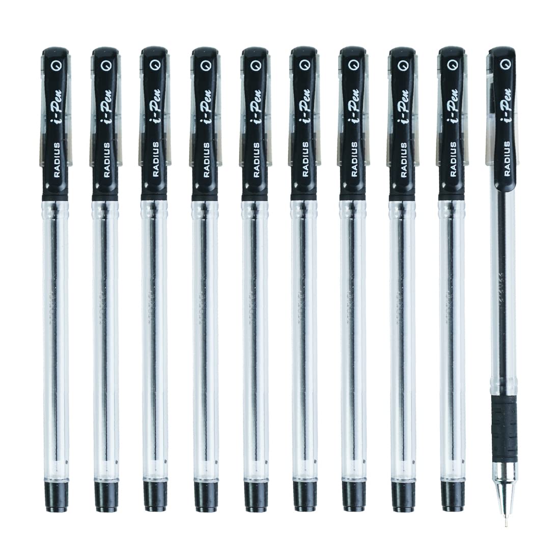 Radius i-Pen Push Cap 10 Pcs Ball Point Pen, 0.7 mm, Black Ink, Pack of 1