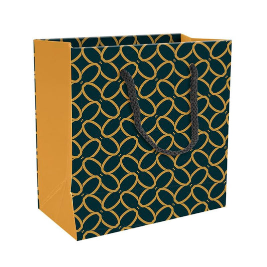 PaperPep Golden Abstract Ornamental Print 6"X3"X6" Gifting Paper Bag