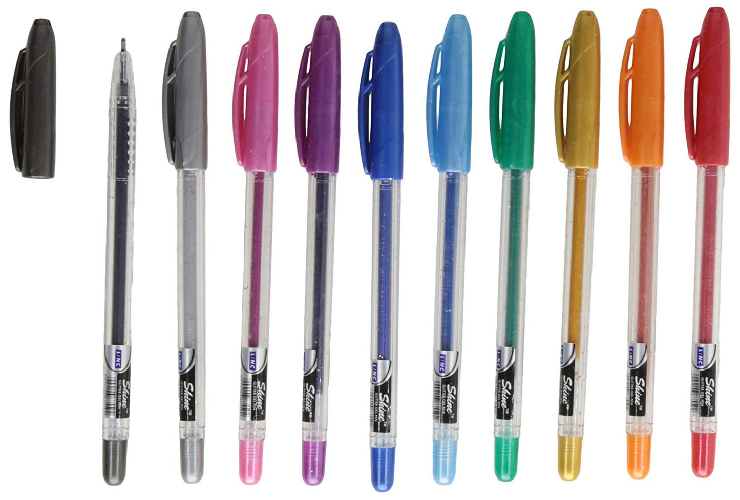 Linc Shine 1.0mm Sparkle Glitter Gel Pen (Set of 10 Ink Shades)