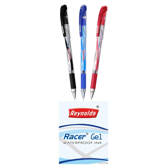 Reynolds RACER GEL Pen SET - 10 PENS (6 BLUE 2 BLACK 2 RED), Pack of 1