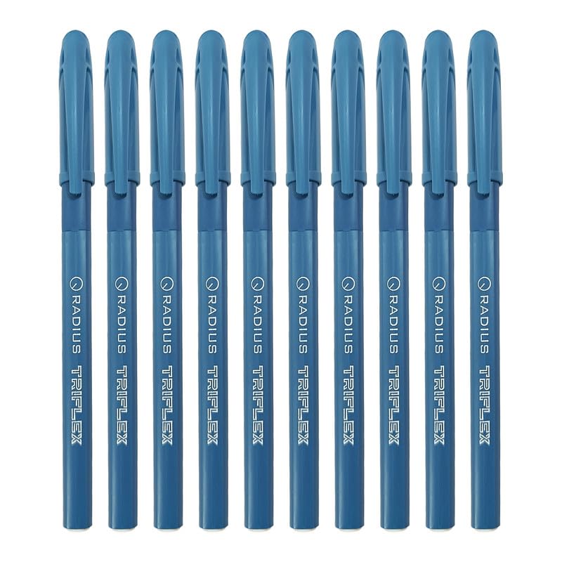 Radius Triflex Refillable 10 Pcs Pens, Blue Ink, Pack Of 1