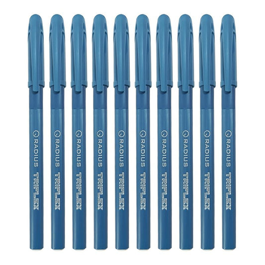 Radius Triflex Refillable 10 Pcs Pens, Blue Ink, Pack Of 1