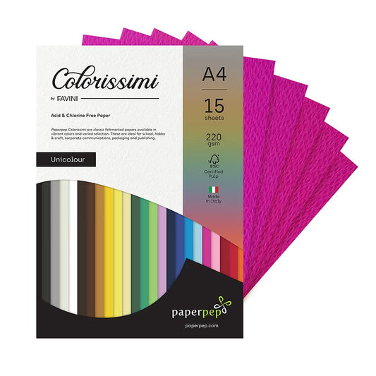 PaperPep Colorissimi 220GSM Card Stock A4 Ciclamino (Dark Pink) Unicolor 15 Sheets