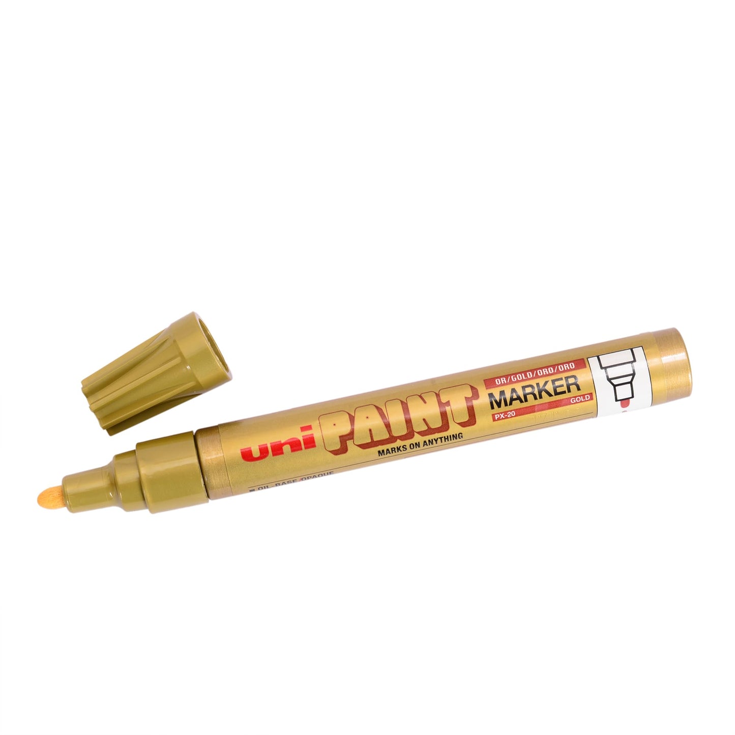 uni-ball PX20 Bullet Shaped Acrylic Nib Paint Marker, Gold Ink, Pack of 1