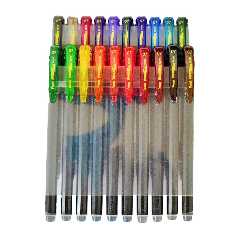 Pentel BL417 0.7 MM ENERGEL Roller Gel Pen (Multicolour, Set of 20)