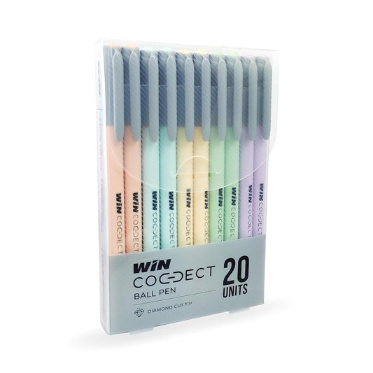 Win Connect Ball Pen, 0.7mm, Blue Ink, Pack of 20, Wallet Pack