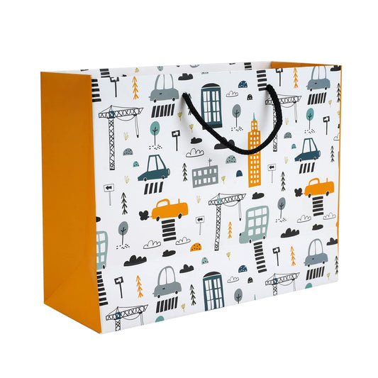 PaperPep White Car Print 10"X4"X8" Gifting Paper Bag