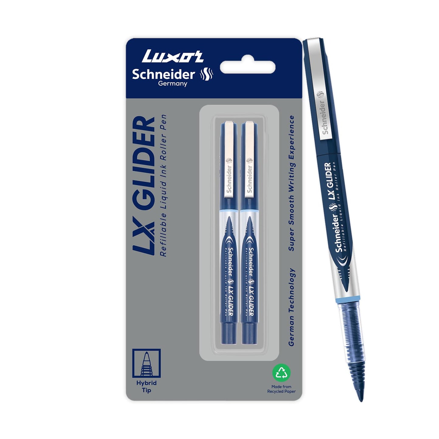 Luxor Schneider, LX Glider Pens, Pack of 2, Ink- Blue