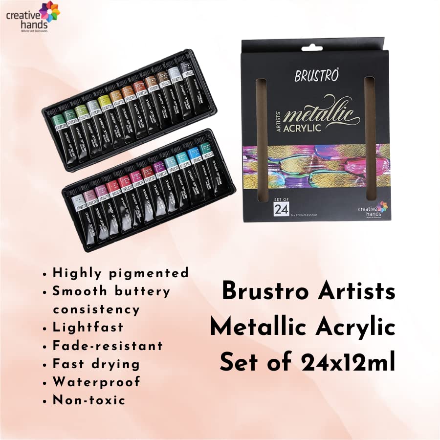 BRUSTRO Artists' Metallic Acrylic, Set of 24x12ml