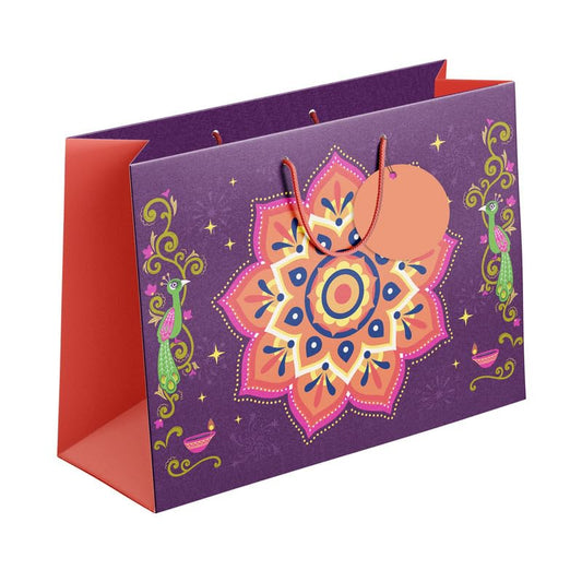 PaperPep Purple Traditional Mandala Print 10"X4.75"X13.75" Gifting Paper Bag