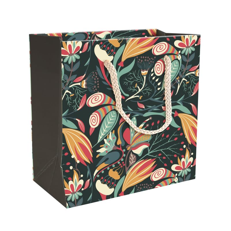 PaperPep Black Floral Print 6"X3"X6" Gifting Paper Bag