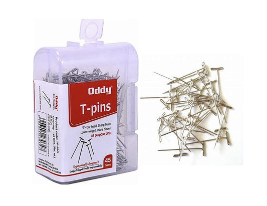 Oddy T-Pins, (TP-50G), Nickle Plated Silver Color 50 Grams (Gross Wt.)