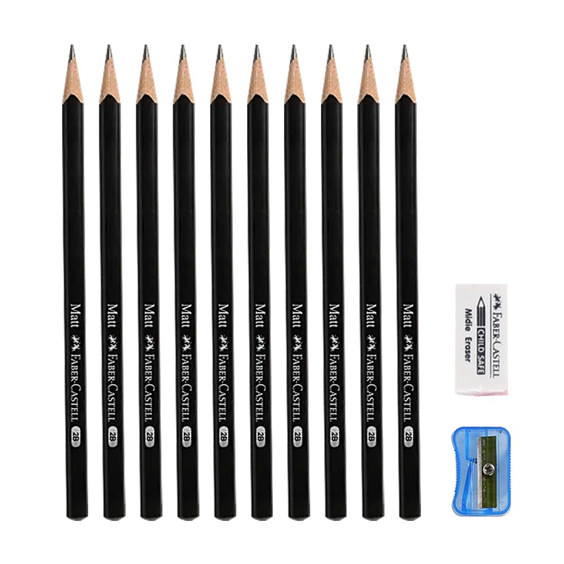 Faber-Castell 1000-04 10 Matt Pencil with Eraser