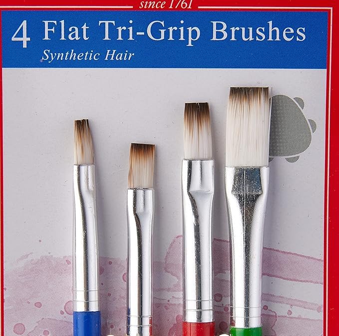 Faber-Castell Paint Brush Tri Grip Synthetic Hair Flat Assorted Set 4 (Brush No. 1, 2, 4,6)