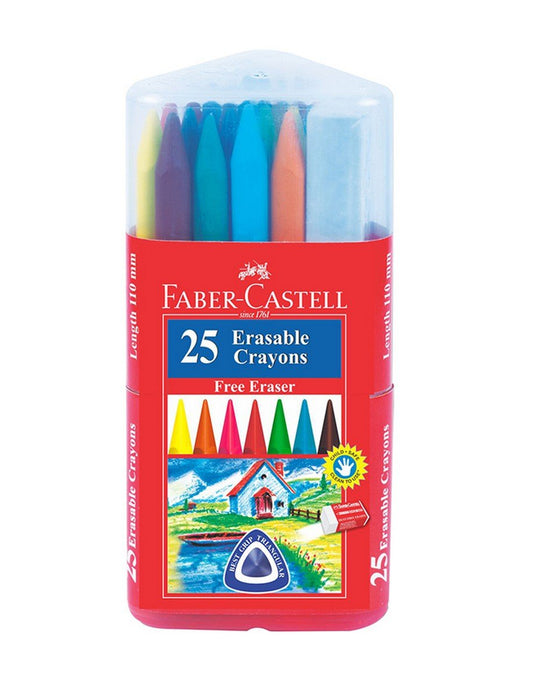 Faber-Castell Erasable Crayons 70mm, Pack of 25